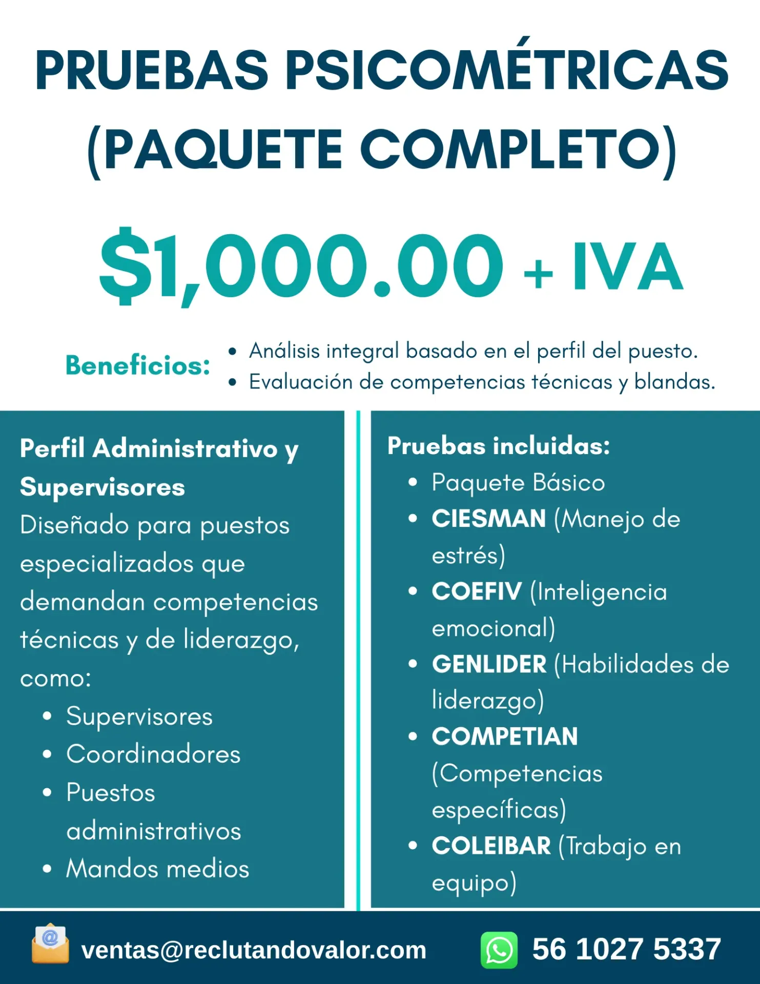 PRUEBAS PSICOMETRICAS - PAQUETE COMPLETO